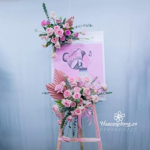 Kệ Hoa Chúc Mừng Khai Trương Đẹp “Hồng Sắc Phát Đạt”