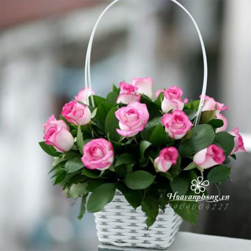 Giỏ Hoa Khai Trương “Hồng Phúc May Mắn”