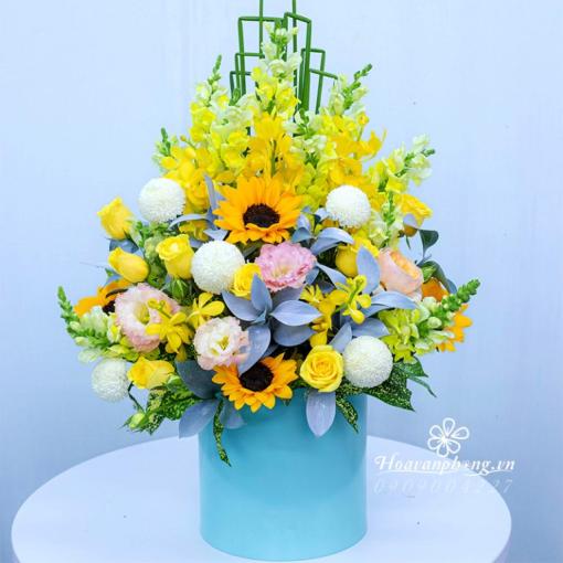 Hộp Hoa Tặng Ngày Khai Trương “Vượng Khí Rực Vàng”