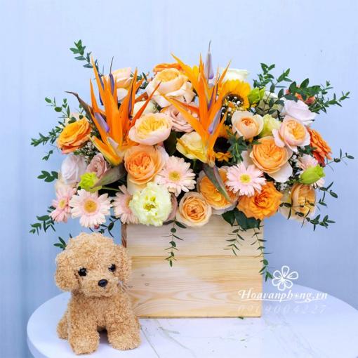 Hộp Hoa Khai Trương Rực Rỡ “Tài Lộc Tiến Tới”