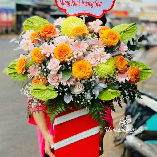 Hộp Hoa Chúc Mừng Khai Trương Đẹp “Hồng Phát May Mắn”