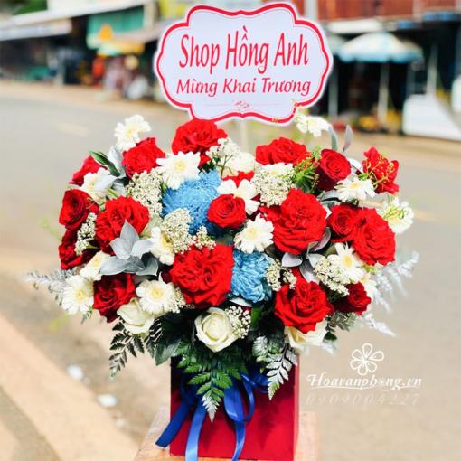 Hộp Hoa Khai Trương Rực Rỡ “Đỏ Thịnh Vượng”