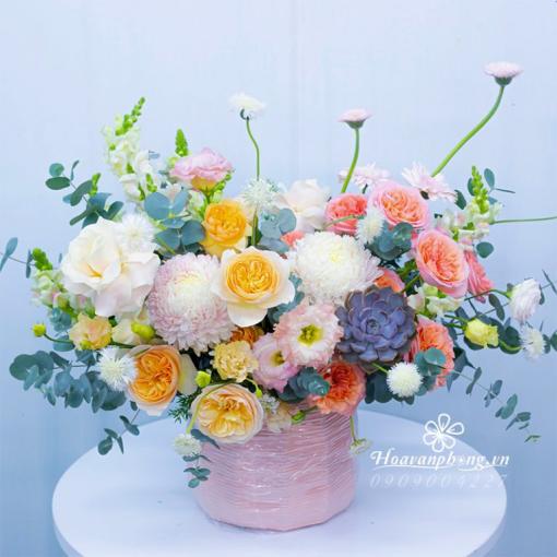 Hộp Hoa Chúc Mừng Khai Trương “Bình Yên Nở Rộ”