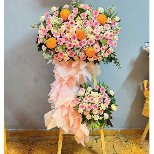 Kệ Hoa Khai Trương 2 Tầng “May Mắn Khởi Sắc”