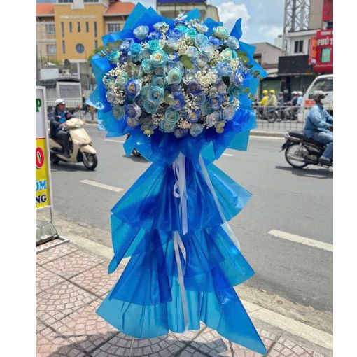 Kệ Hoa Chúc Mừng Khai Trương Màu Xanh Phát Triển Thịnh Vượng