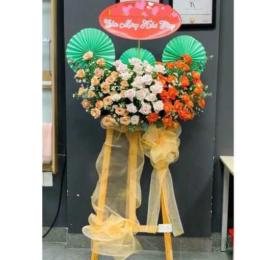 Kệ Hoa Chúc Mừng Khai Trương Sắc Cam Ấn Tượng