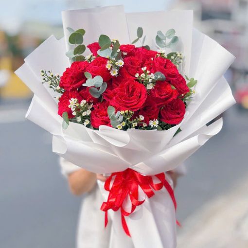 Bó Hoa Tươi Sinh Nhật Hồng Đỏ Nồng Nàn