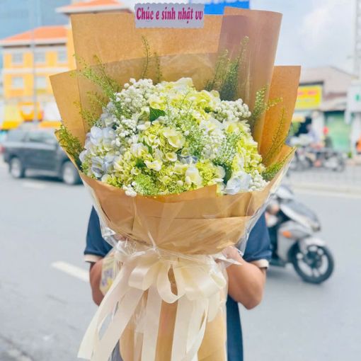 Bó Hoa Chúc Mừng Sinh Nhật Cẩm Tú Cầu Tinh Khôi