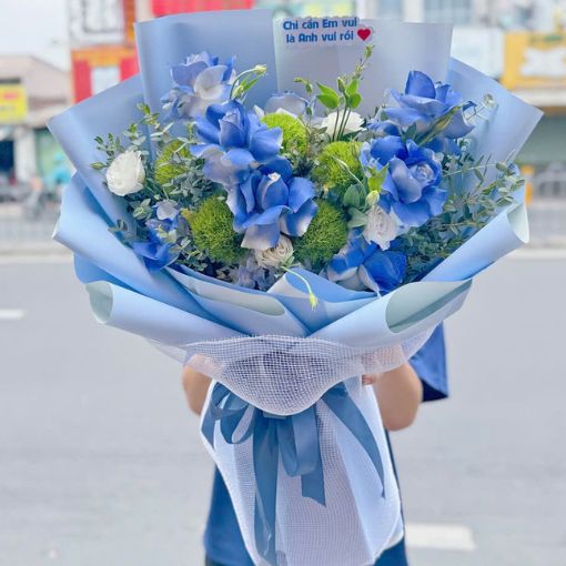 Bó Hoa Sinh Nhật Sắc Xanh Bình Yên