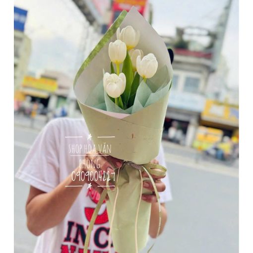 Bó Hoa Tulip Trắng Pure White