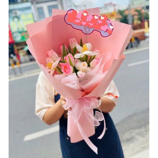 Bó Hoa Tulip Hồng Trắng Lovely Day