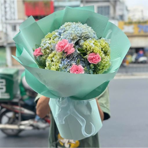 Bó Hoa Sinh Nhật Mint Hydrangea