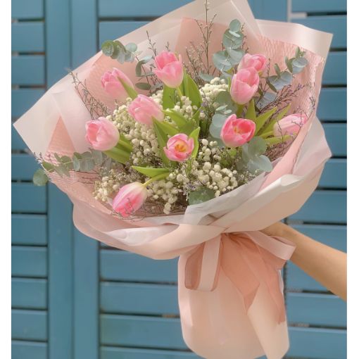 Bó Hoa Tulip Hồng Pastel Tinh Khôi