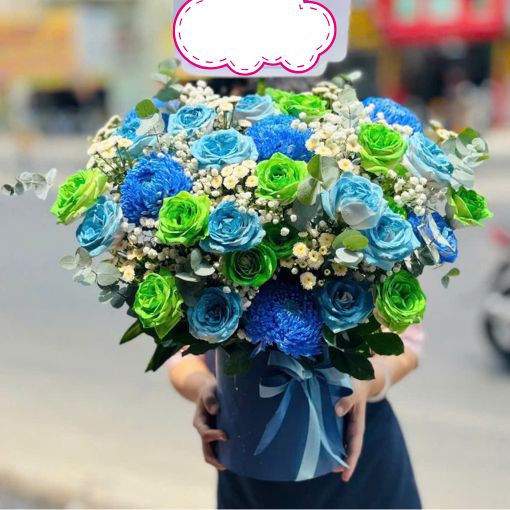 Hộp Hoa Sinh Nhật Đẹp Bình Yên Xanh Mát 