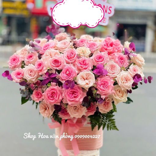 Hộp Hoa Sinh Nhật Hồng Pastel Cao Cấp