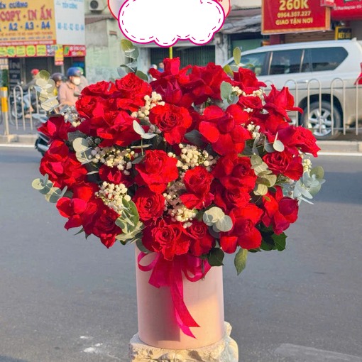 Hộp Hoa Khai Trương Tone Đỏ May Mắn