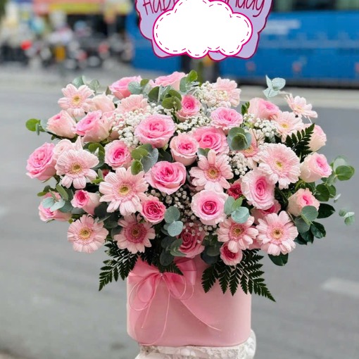 Hộp Hoa Khai Trương Hồng Pastel Ngọt Ngào