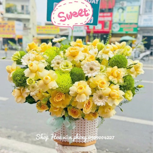 Hộp Hoa Khai Trương Ánh Dương Thịnh Vượng