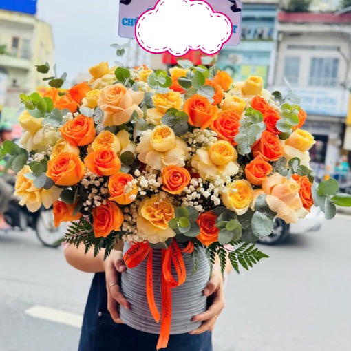 Hộp Hoa Khai Trương Cam Vàng Thịnh Vượng