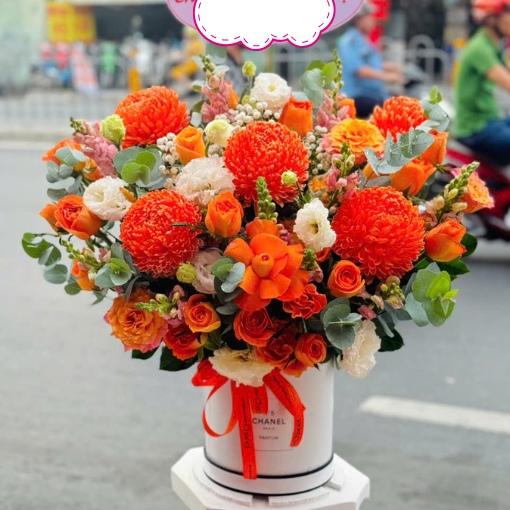 Hộp Hoa Khai Trương Sắc Cam May Mắn
