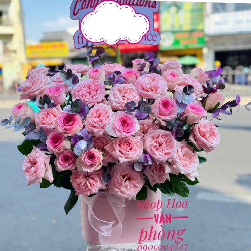 Hộp Hoa Khai Trương Sắc Hồng Thuận Lợi