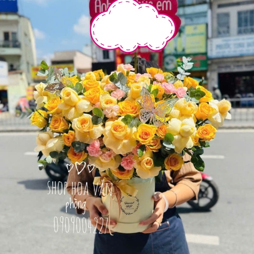 Hộp Hoa Khai Trương Sắc Vàng Thành Công