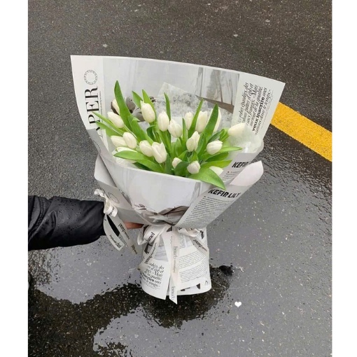 Bó Hoa Tulip Trắng Nhập Khẩu 20 Cành