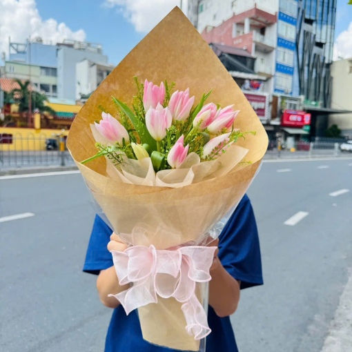 Bó Hoa Tulip Hồng Pastel Dịu Dàng
