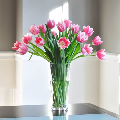 Bình Hoa Tulip Hồng Ngọt Ngào