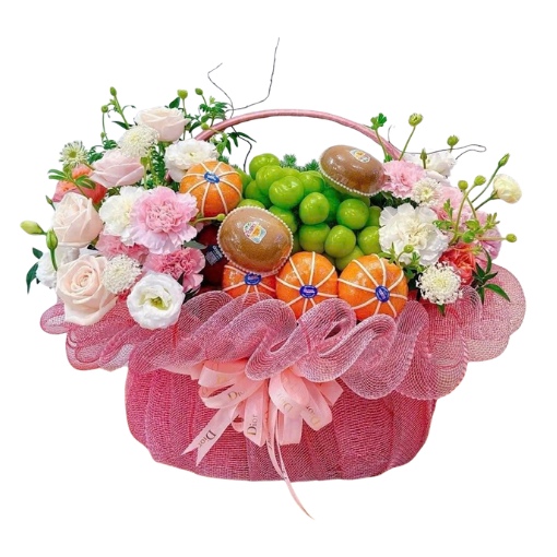 Giỏ Trái Cây Và Hoa Tươi Tròn Đầy