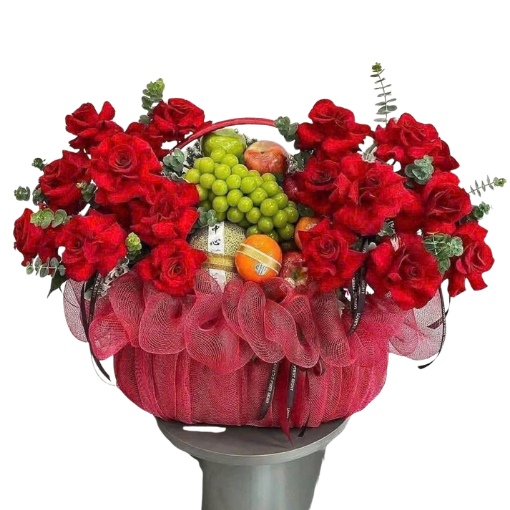 Giỏ Trái Cây Hoa Tươi Hồng Vận Phát Tài
