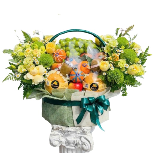 Giỏ Trái Cây Và Hoa Tươi Tặng Khai Trương Phát Lộc