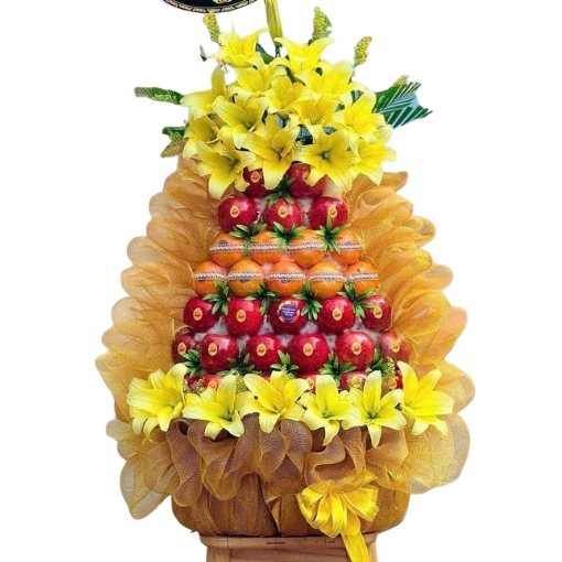 Giỏ Trái Cây Kèm Hoa Tươi Thành Kính Tưởng Niệm