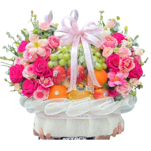 Giỏ Trái Cây Hoa Tươi Tặng Sinh Nhật Hạnh Phúc Ngọt Ngào