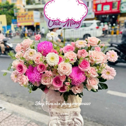 Giỏ Hoa Sinh Nhật Hồng Tím Ngọt Ngào Rạng Rỡ