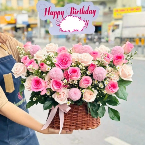 Giỏ Hoa Tặng Sinh Nhật Viên Mãn