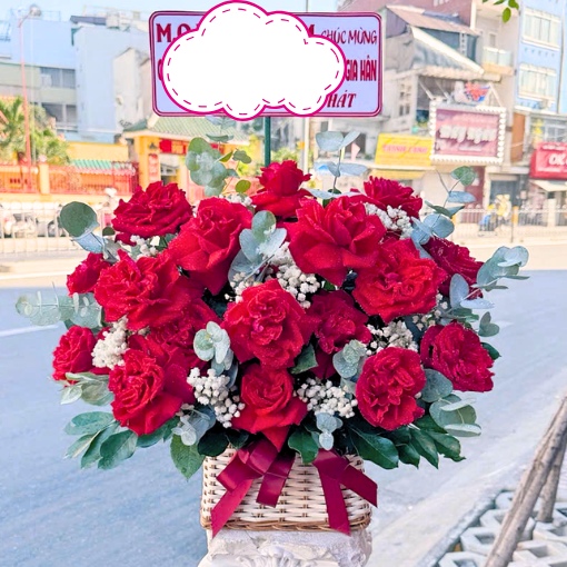 Giỏ Hoa Sinh Nhật Hồng Đỏ Phú Quý Hưng Thịnh