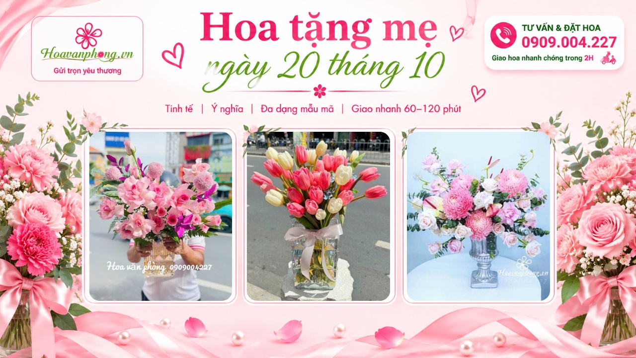 Binh hoa tươi tặng mẹ ngày Phụ nữ Việt Nam