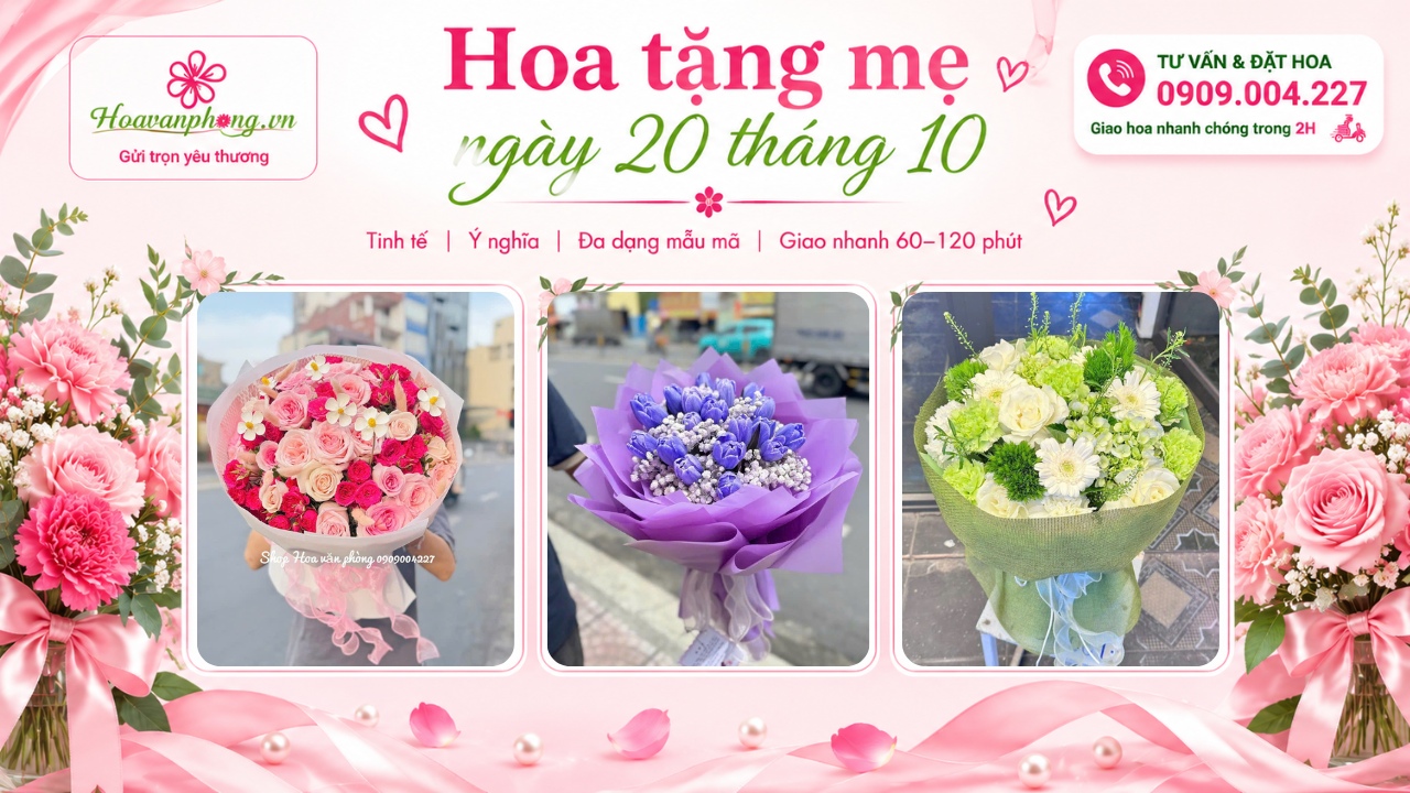 Mẫu bó hoa đẹp tặng 20/10