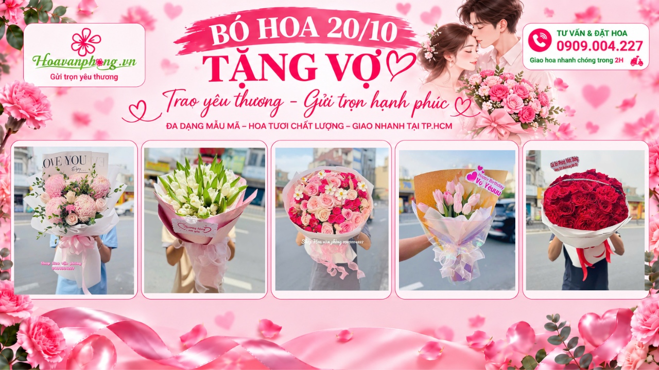 Bó hoa hồng lãng mạn tặng vợ ngày 20/10
