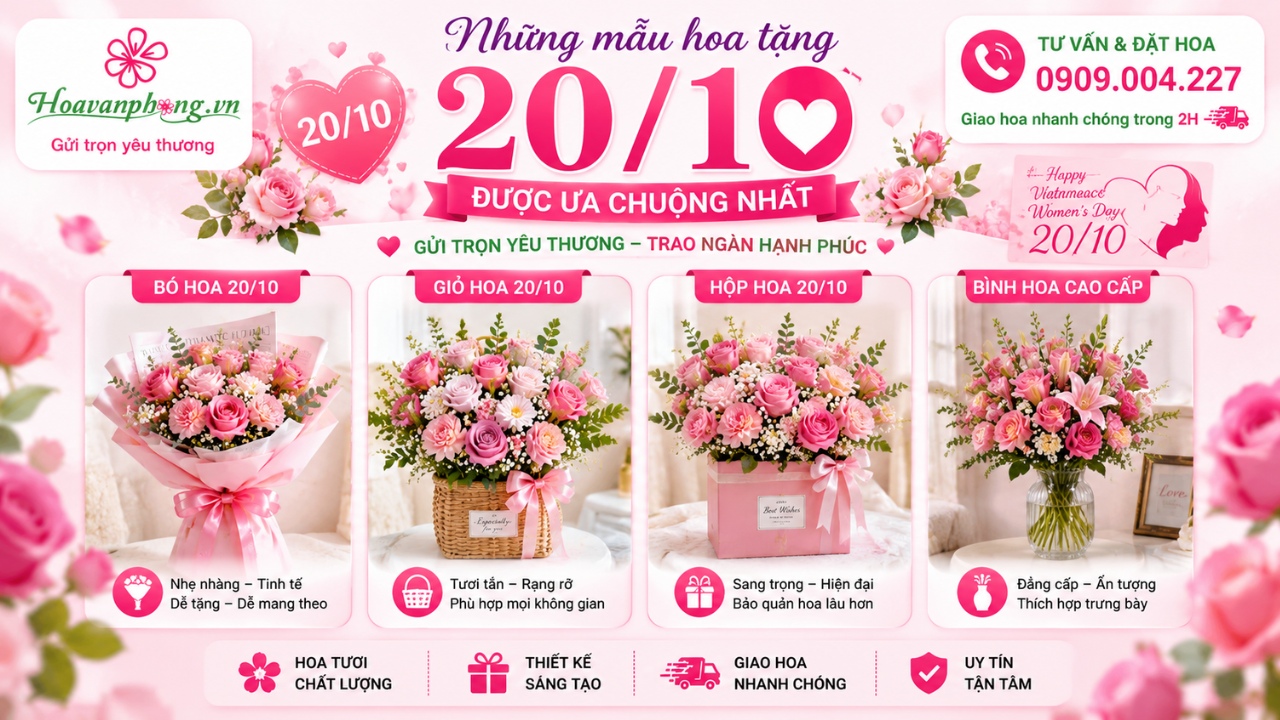 Các mẫu hoa tặng 20 tháng 10