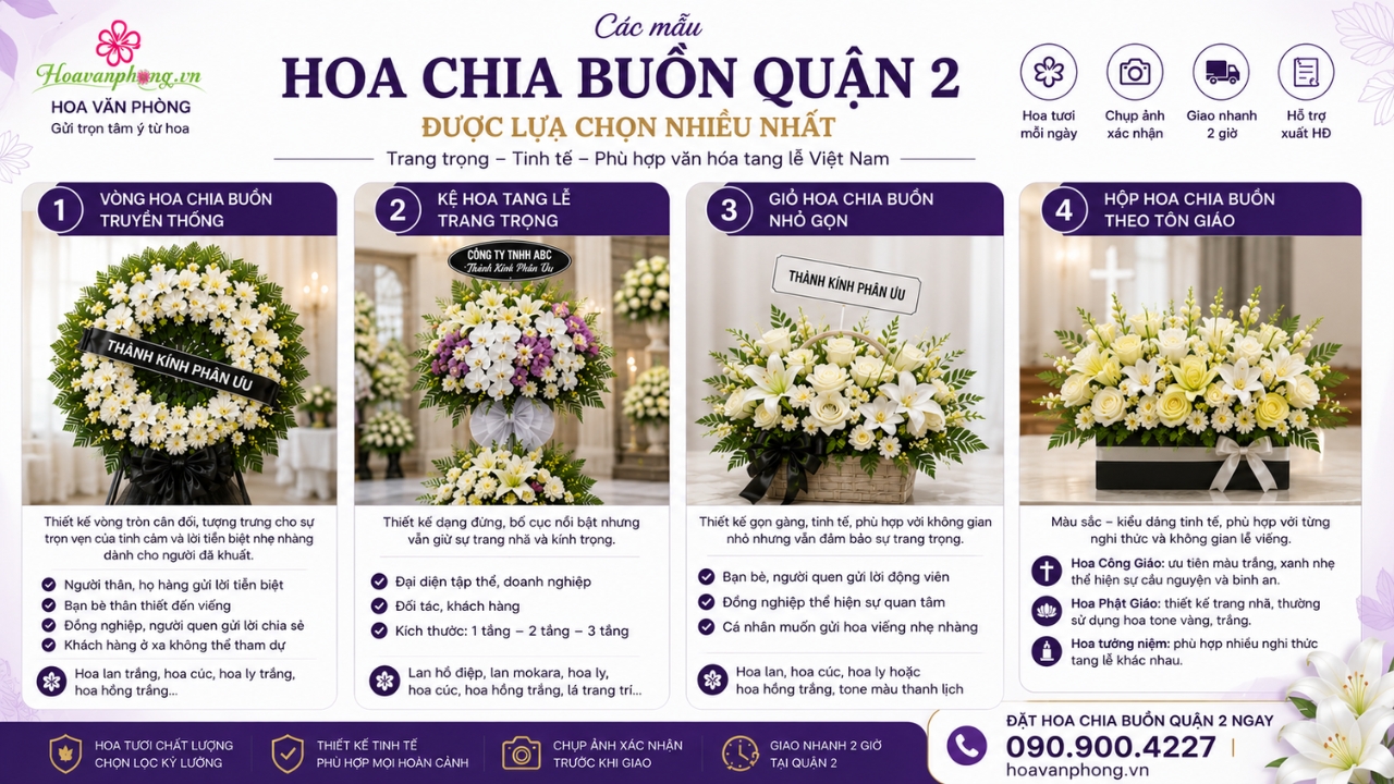 Các mẫu hoa chia buồn được ưa chuộng tại quận 2