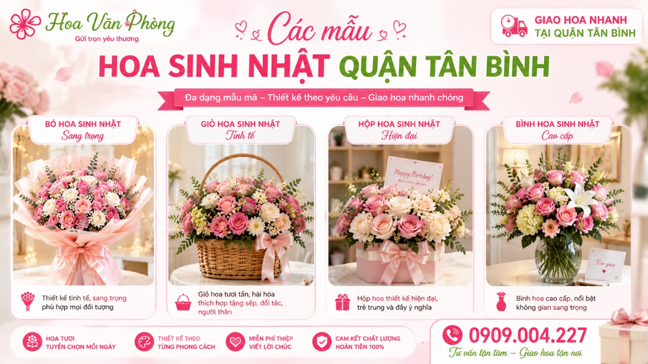 Các mẫu hoa sinh nhật quận Tân Bình được thiết kế theo từng phong cách