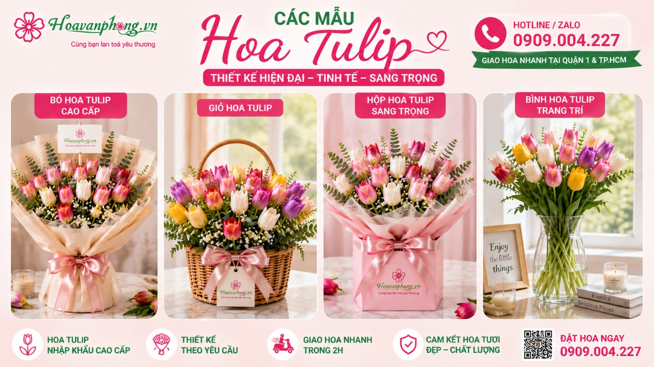 Các mẫu bó hoa tulip Quận 1 được khách hàng lựa chọn