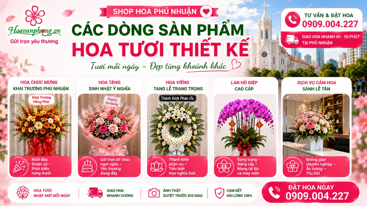 Các thiết kế hoa tươi tại Shop hoa quận Phú Nhuận