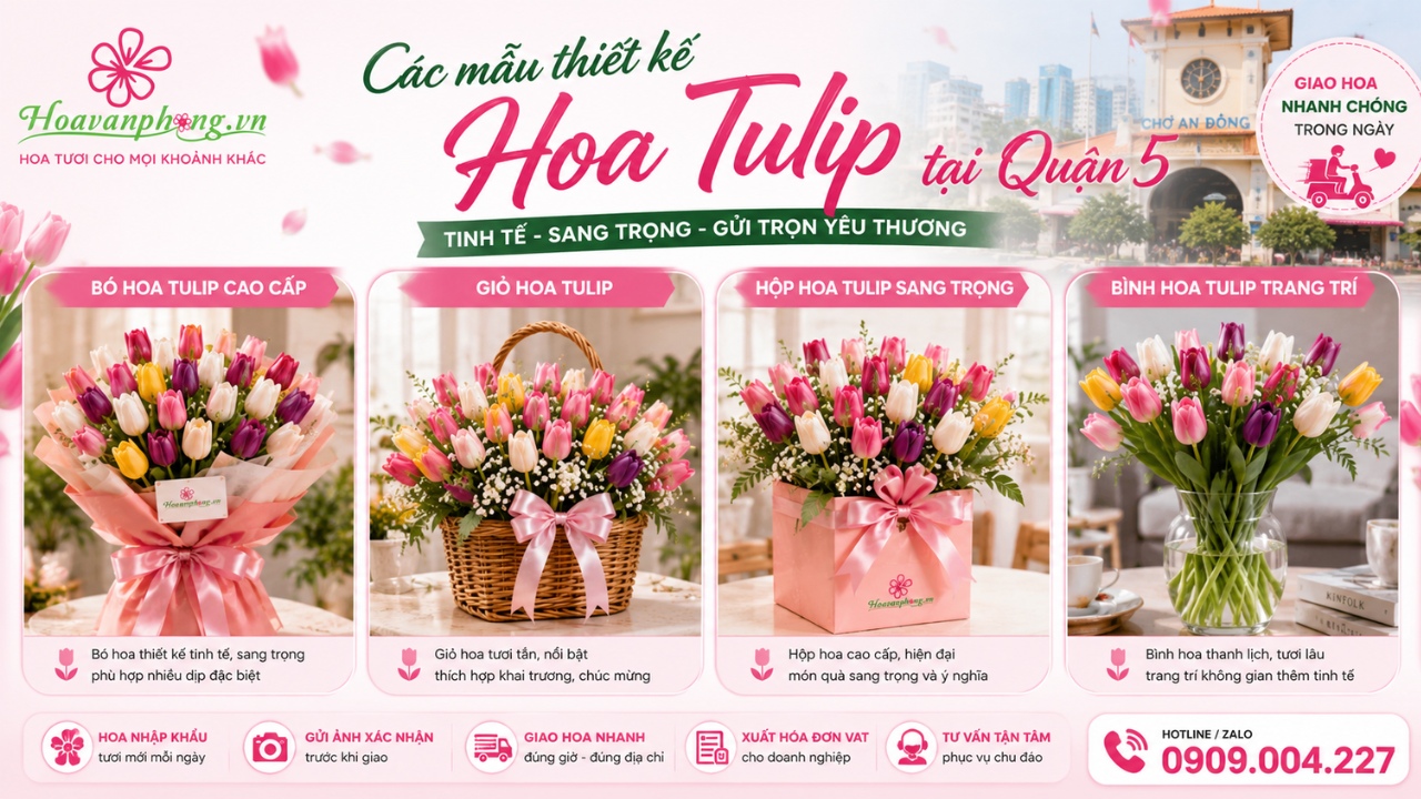 Các mẫu hoa tulip Quận 5 được yêu thích