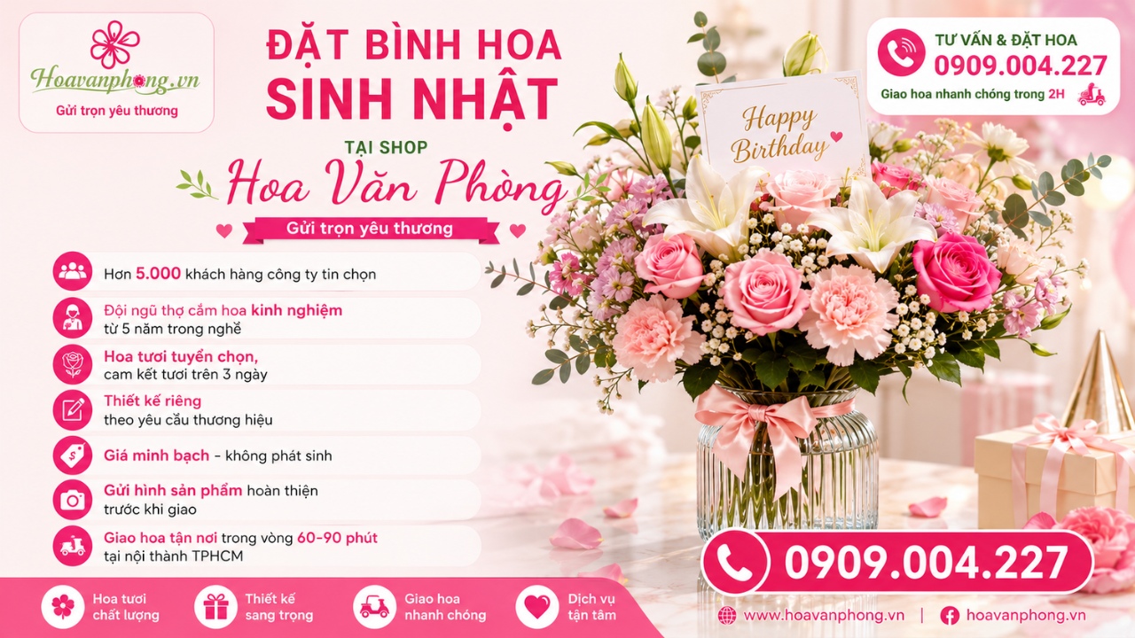 Bình hoa tươi tặng sinh nhật