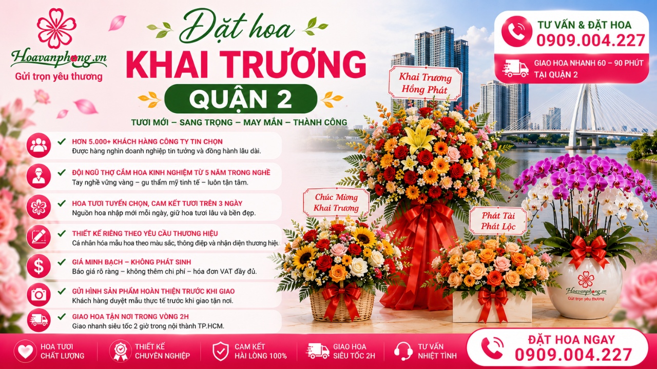 Đặt hoa khai trương quận 2