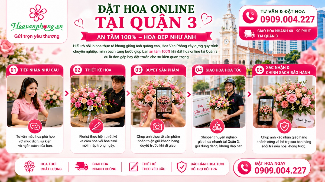 Quy trình đặt hoa online tại shop hoa quận 3