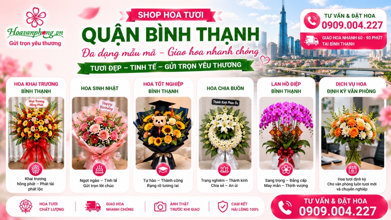 Các mẫu hoa phổ biến tại Shop hoa quận Bình Thạnh
